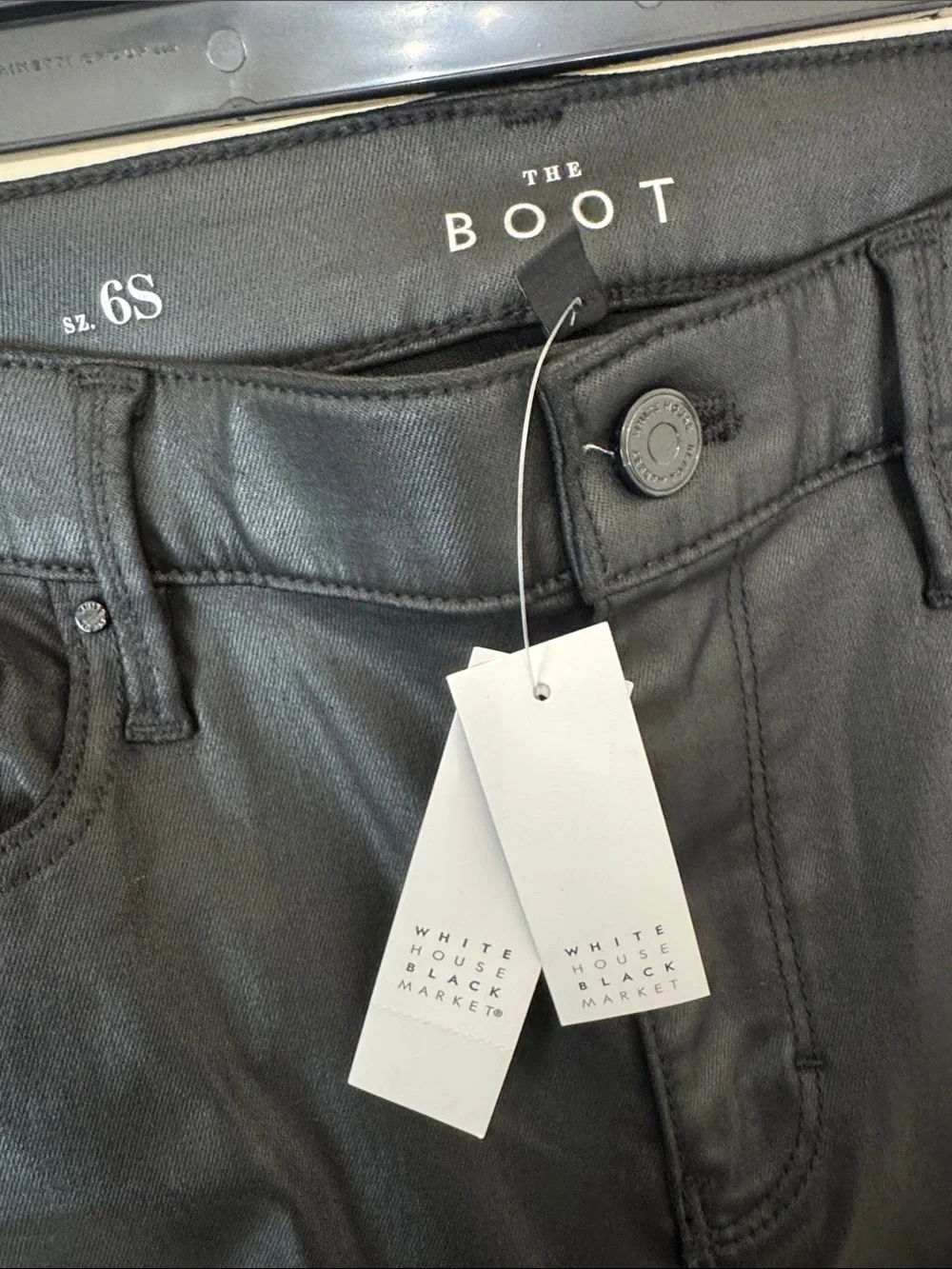 NWT White House Black Market Black Coated High Rise Bootcut Jeans SIZE 6